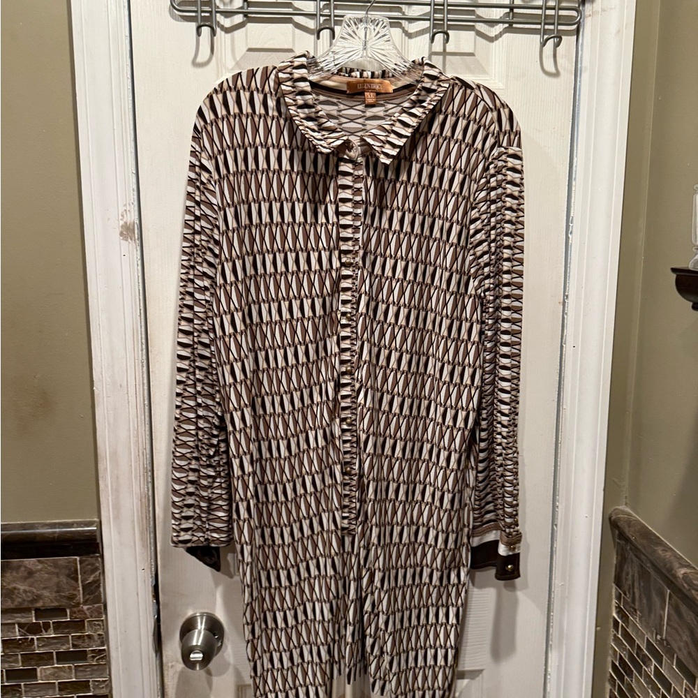 Ellen Tracy Geometric Patterned Women’s Shirt Dress - Size XL - Picture 3 of 8